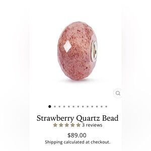 Trollbeads Strawberry Quartz Bead Charm